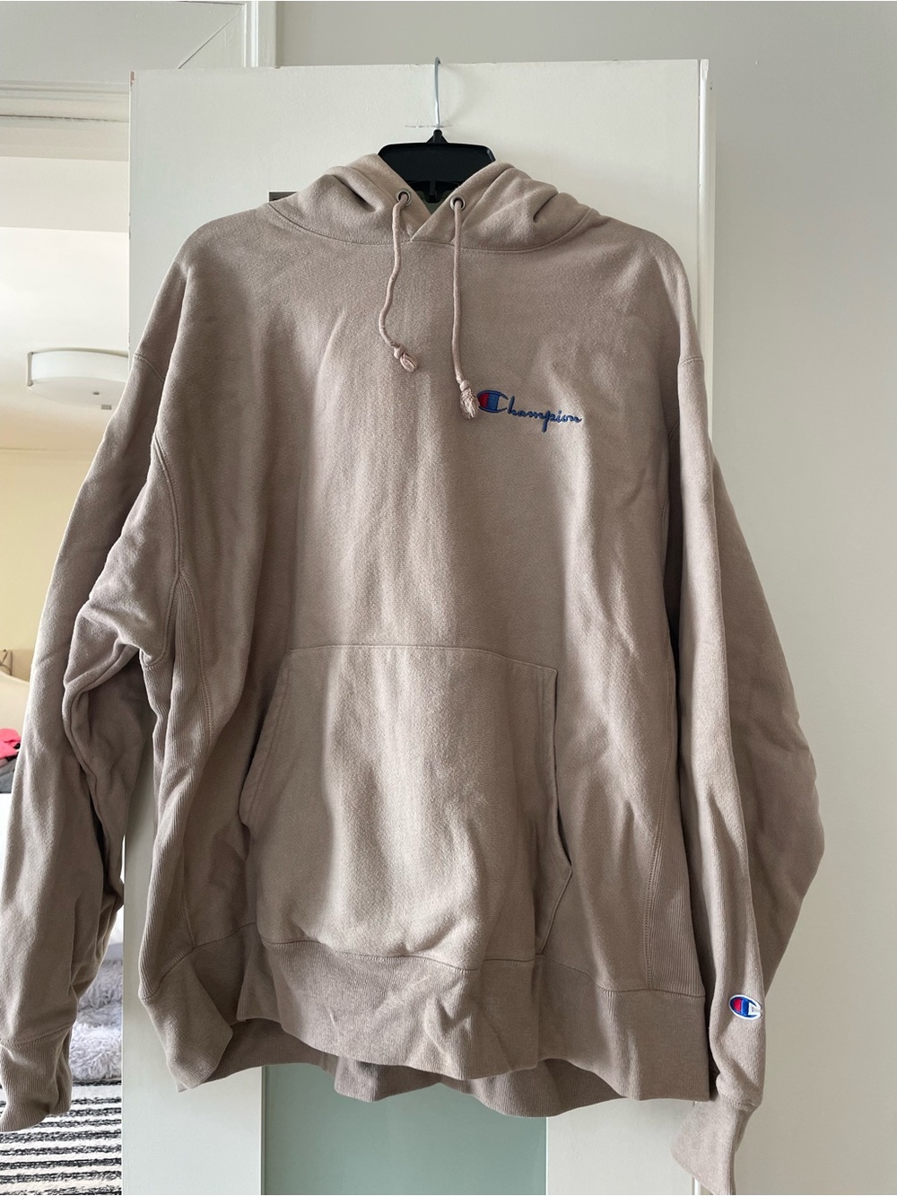 Champion Taupe Pullover Hoodie with Embroidered Logo